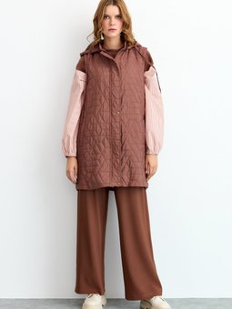 Ince Kapitone Yelek Kahve