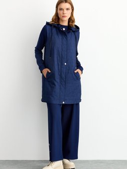 Ince Kapitone Yelek Lacivert