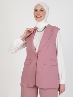 Cep Detaylı Yelek Gül Kurusu