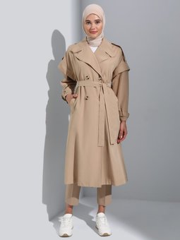 Kolları Çıkabilen Yelek Trençkot Bej Benin