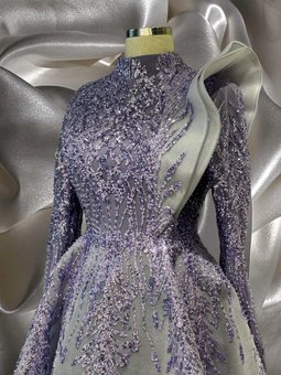 Midi Boy Dantelli Tesettür Abiye Elbise