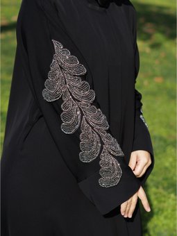 El İşi İşlemeli Ferace Siyah