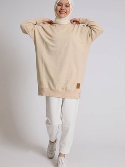 Iki Ip Basic | Açık Bej Tunik Moda Trend / Sweat