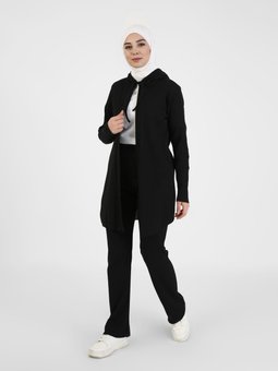 Doğal Kumaşlı Hırka Pantolon İkili Siyah Takım