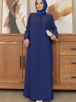 Büyük Beden Serra Abiye Elbise İndigo