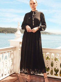 Patı Işlemeli Dantel Elbise