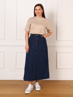 Büyük Beden Kot Koyu İndigo Etek