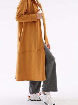 Açık Hardal Büyük Beden Penye Hırka