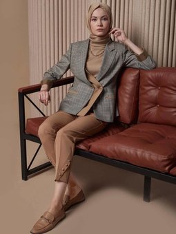 Asimetrik Kesim Ekose Ceket 42214