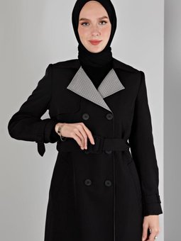 Ekose Desen Detaylı Kemerli Trençkot 10665