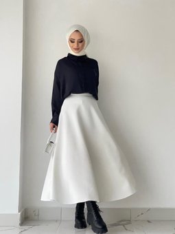 Scuba Kloş Etek Beyaz