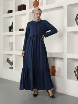 Boydan Fermuarlı Ferace İndigo 695