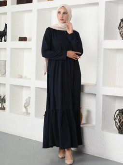 Boydan Fermuarlı Ferace Lacivert 695