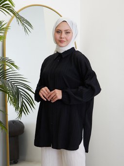 Kol Lastik Büyük Beden Tunik Siyah