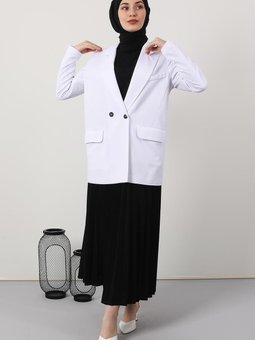 Iki Düğmeli Blazer Ceket Beyaz
