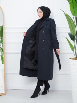 Çift Düğme Mevsimlik Spor Trençkot İçi Kürklü 20242