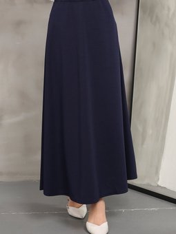 Lacivert Uzun Scuba Kloş Etek