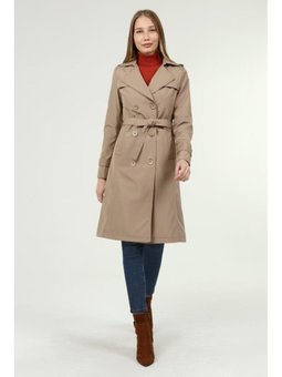 Orta Boy Astarlı Vizon Trençkot