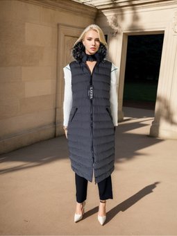 Kapuşonlu Şişme Koyu Gri Yelek