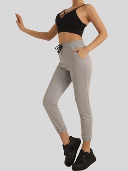 Gri Beli Ve Paça Lastikli Eşofman