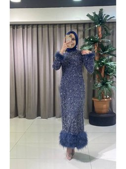 Tesettür Taşlı Abiye Elbise