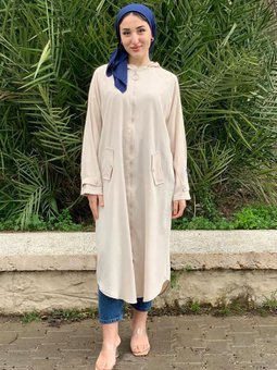 Bej Kolu Apoletli Jakarlı Kap