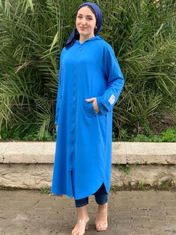 Mavi Kolu Apoletli Jakarlı Kap