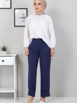 Duble Paça Kumaş Pantolon İndigo 10659