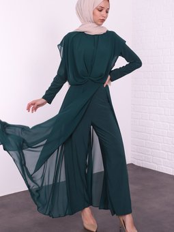 Çapraz Tül Detaylı Tulum