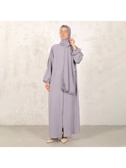 Namaz Elbisesi Tek Parça Başörtülü Melike Tatar Gri