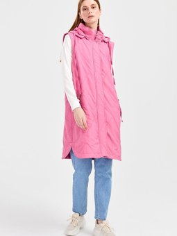 Dik Yaka Yelek Pembe