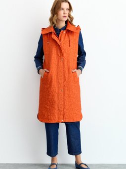 Ince Kapitone Yelek Turuncu