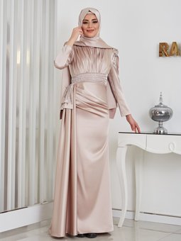 Alina Abiye Elbise Bej