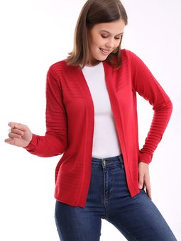 Bekletme Raporlu Etek Baslamalı Önü Açık Klasik Penye Hırka