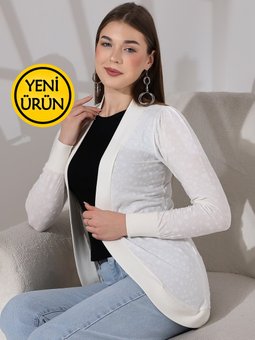 Kol Oval Etek Örme Puantiye Jakarlı Esnek Penye Uzun & Hırka