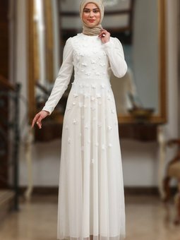 Beyaz Nihan Abiye Elbise