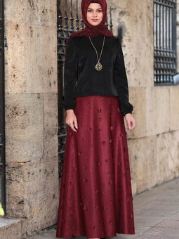 Bordo Menekşe Uzun Etek