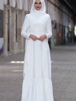 Ekru Buket Abiye Elbise