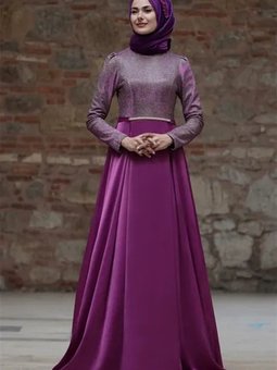 Gülce Mor Abiye Elbise