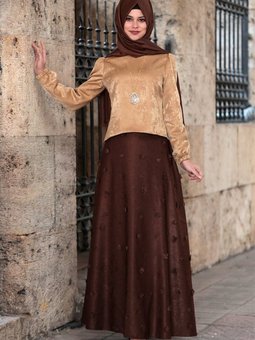 Kahve Menekşe Uzun Etek