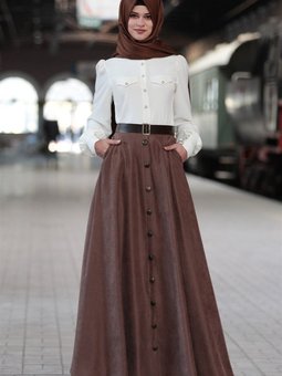 Kahve Nilüfer Uzun Etek