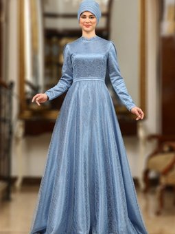 Mavi Sena Abiye Elbise