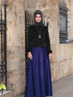 Saks Mavisi Menekşe Uzun Etek