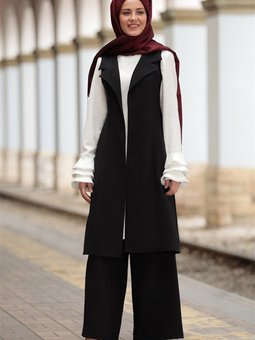 Siyah Merve Yelekli Takım