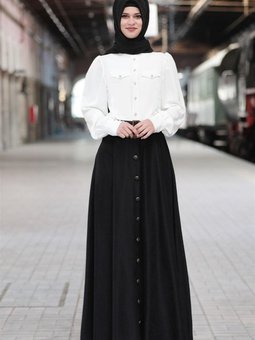 Siyah Nilüfer Uzun Etek