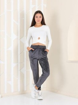 Füme Büyük Beden Kadife Eşofman Altı