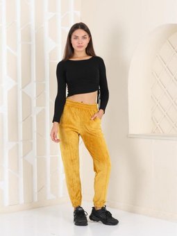 Hardal Büyük Beden Kadife Eşofman Altı