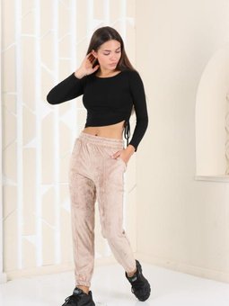 Vizon Büyük Beden Kadife Eşofman Altı