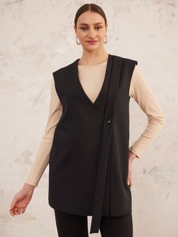 Tek Düğme Yakasız Yelek
