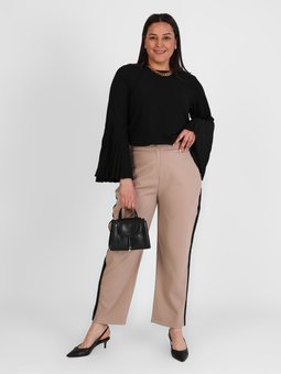 Büyük Beden Şerit Detaylı Latte Pantolon